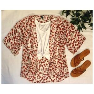H&M Red Floral Kimono